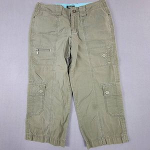Eddie Bauer Womens Mercer Capri Pants Green Cargo Pockets Mid Rise Ripstop 6